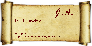 Jekl Andor névjegykártya
